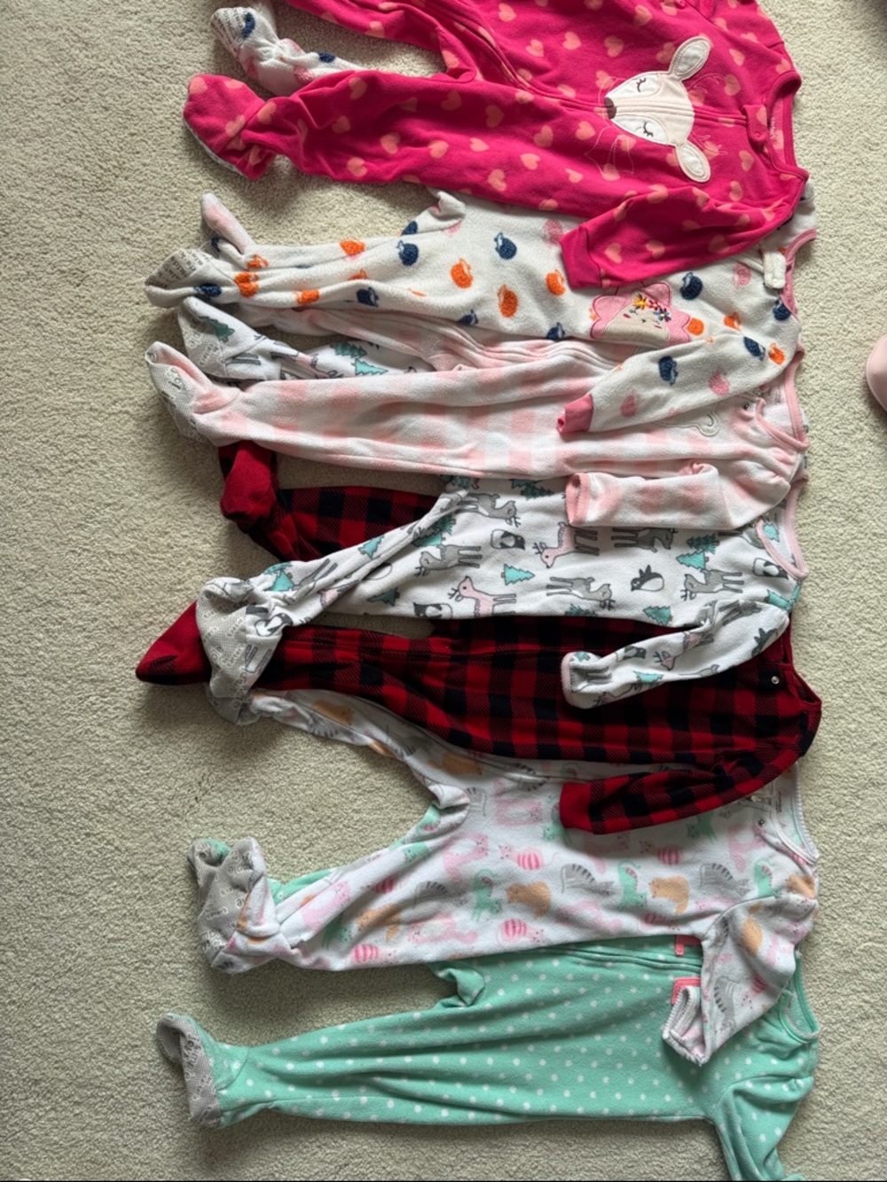 Carter's Baby Footed One-Piece Sleepers - Pink, White, Red, Black, Gray